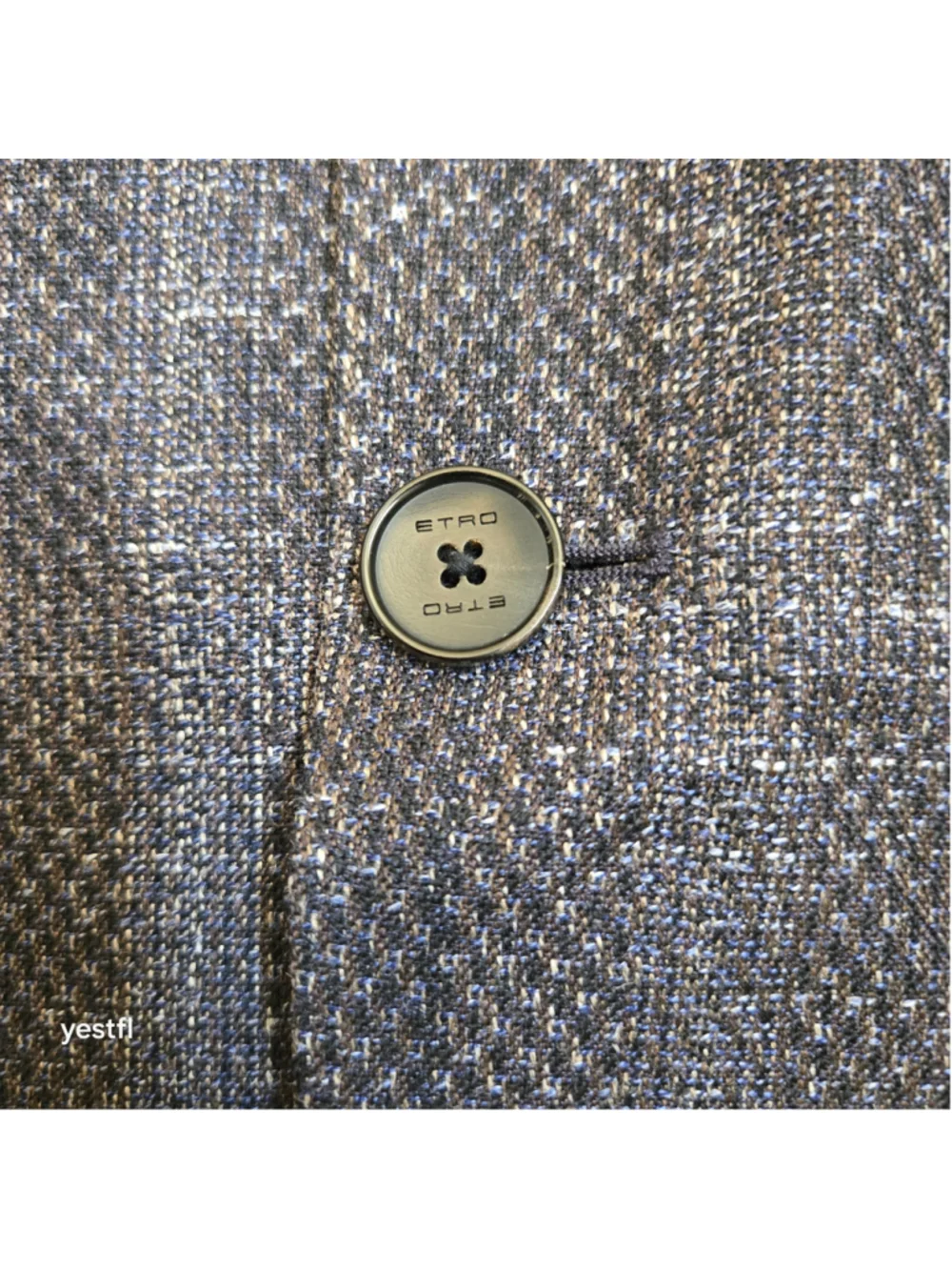 Etro Sport Coat Blazer, Grey and Blue, Paisley Lining 54 44R wool linen silk